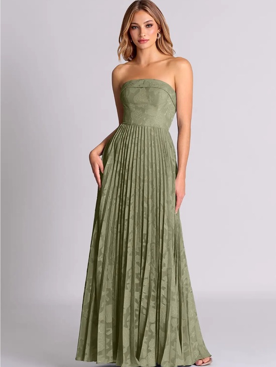 Azazie Dresses & Skirts - Strapless Olive Green Pleated Evening Dress